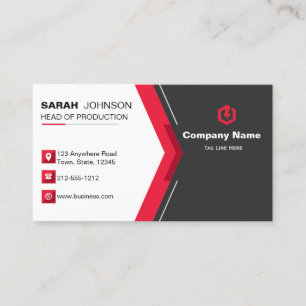Elegant black and red business card. card