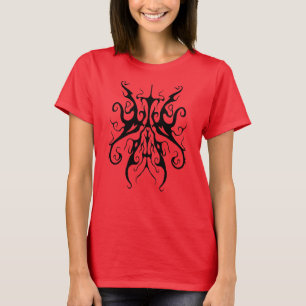 Elegant Black and Red Tribal Mask Abstract T-Shirt