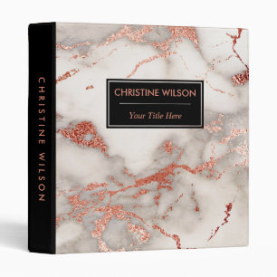 elegant black and rose gold marble stone binder