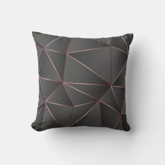 Elegant Black and Rose Gold Seam Deco Throw Pillow