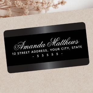 Elegant black and satin grey border label