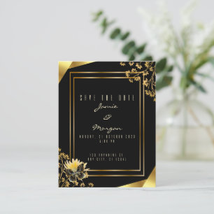 Elegant Black and Shiny Butterfly Black Wedding  Card