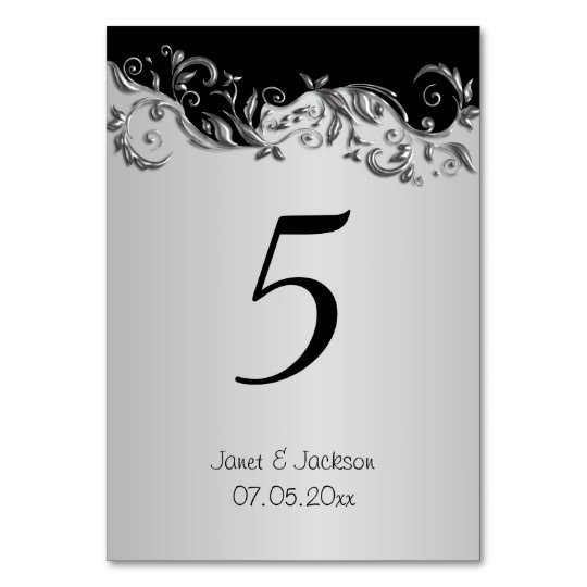 Elegant Black and Silver Floral Wedding Design Card
