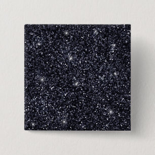 Elegant Black and Silver Glitter Sparkle Wedding 2 Inch Square Button