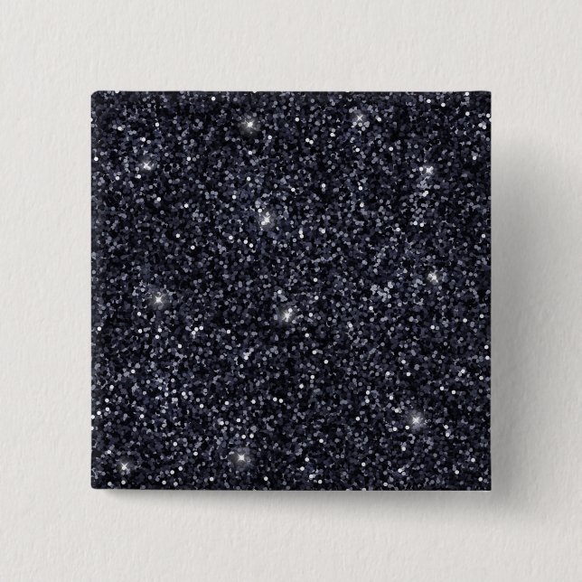 Elegant Black and Silver Glitter Sparkle Wedding 2 Inch Square Button (Front)
