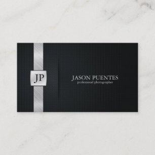 Elegant Black and Silver Professional Photographer Business Card
