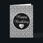 Elegant Black and Silver Square Glitter Birthday Card<br><div class="desc">Elegant black and silver circle foil and glitter design</div>