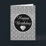 Elegant Black and Silver Square Glitter Birthday Card<br><div class="desc">Elegant black and silver circle foil and glitter design</div>