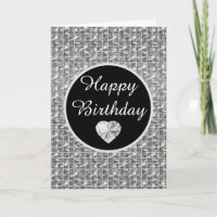 Elegant Black and Silver Square Glitter Birthday