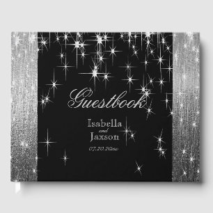 Elégant Black and Silver Starlights Livre d'or