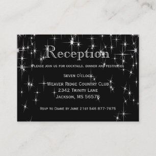 Elegant Black and Silver Starlights - Reception Enclosure Card