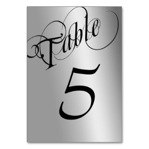 Elegant Black and Silver Table  Number Cards