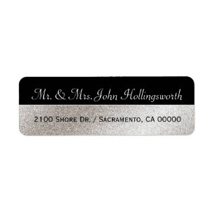 Elegant Black and Silver Tone Return Address Label