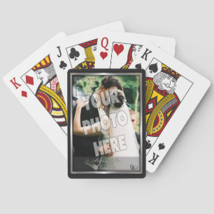 Elegant Black and Silver Wedding Photo Template Playing Cards