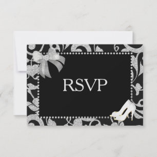 Elegant Black and Silver Wedding RSVP