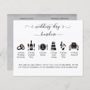 Elegant Black and Silver Wedding Timeline, Program