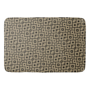 Elegant Black and Tan Geometric Bath Mat