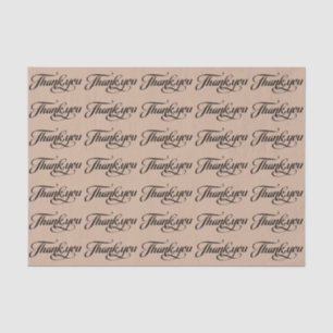 Elegant Black And Tan Thank You Pattern Tissue Paper