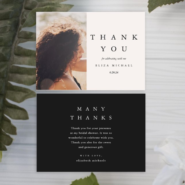 Elegant Black and Taupe Bridal Shower Thank You (Creator Uploaded)
