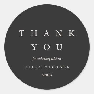 Elegant Black and Taupe Bridal Shower Thank You Classic Round Sticker