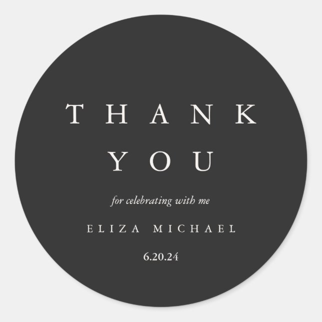 Elegant Black and Taupe Bridal Shower Thank You Classic Round Sticker (Front)