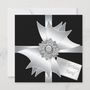 Elegant Black and White 40th Birthday Party Invitation
