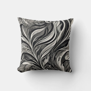 Elegant - Black and White Abstract Flow Throw Pillow