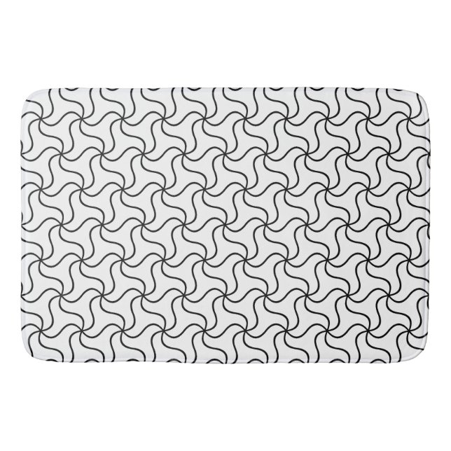 Elegant black and white abstract swirl bath mat (Front)