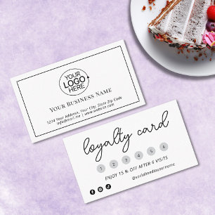 Elegant Black and White Add Your Logo 6 Pinch Loyalty Card