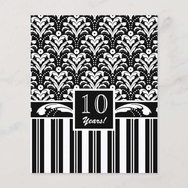Elegant Black and White Art Deco Damask Stripes (Front)