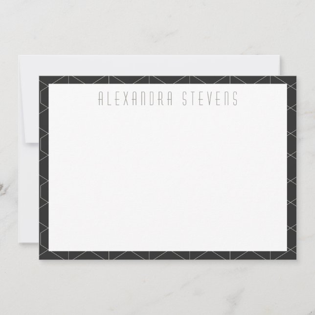 Elegant Black and White Art Deco Personalized Card (Front)