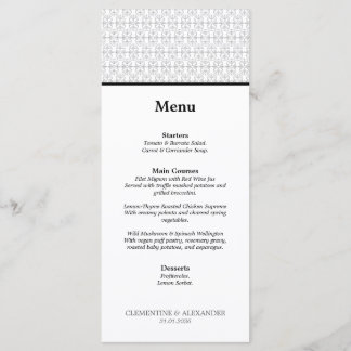 Elegant Black and White Art Deco Style Menu