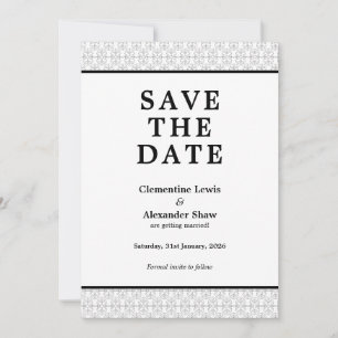 Elegant Black and White Art Deco Style Save The Da Date