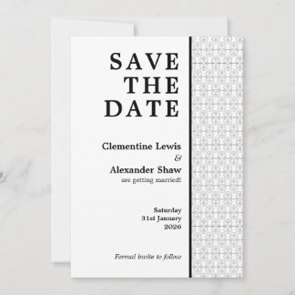 Elegant Black and White Art Deco Style Save The Date