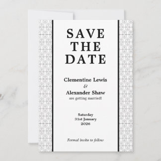 Elegant Black and White Art Deco Style Save The Date