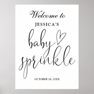 Elegant Black And White Baby Sprinkle Welcome Sign