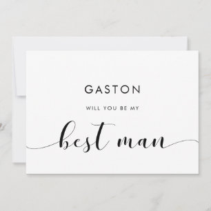 Elegant Black and White Best Man Proposal Card