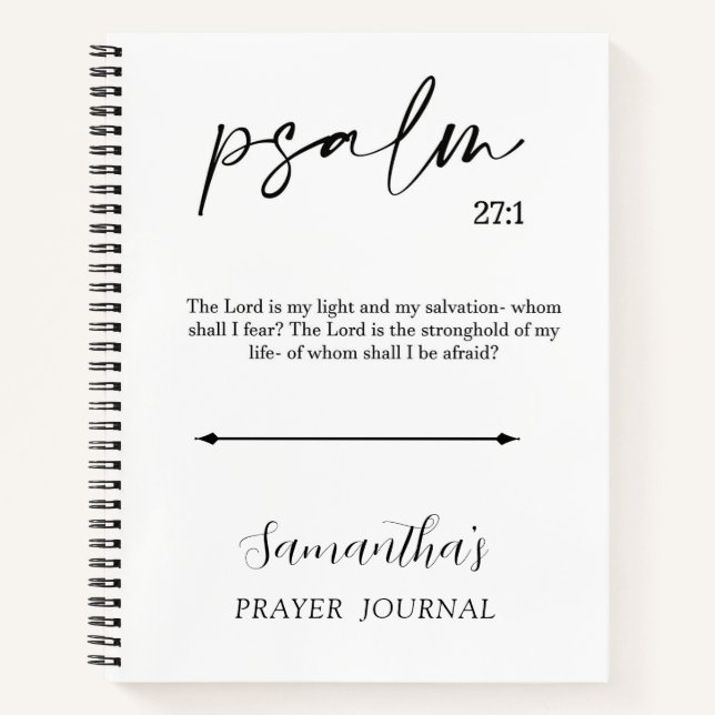 Elegant Black and White Bible Verse Prayer Journal (Front)