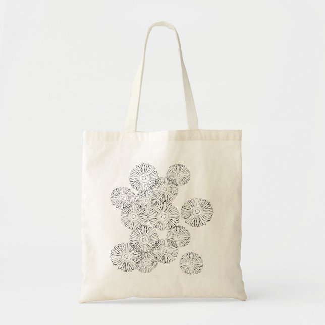 Elegant Black and White Boho Chic Daisy Pattern  Tote Bag (Front)