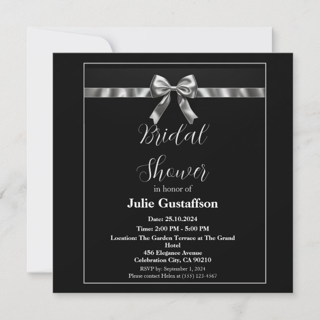 Elegant black and white Bridal Shower invitation (Front)