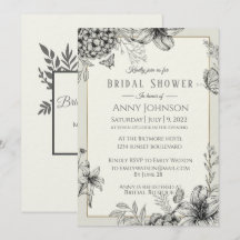 Elegant Black and white Bridal Shower Invitation