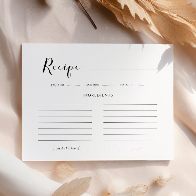 Elegant black and white Bridal shower recipe card (Creator Uploaded)