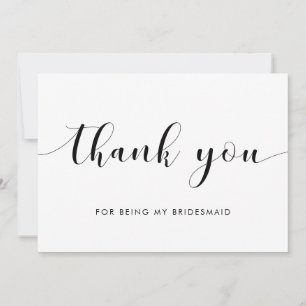 Elegant Black and White Bridesmaid Thank You Card