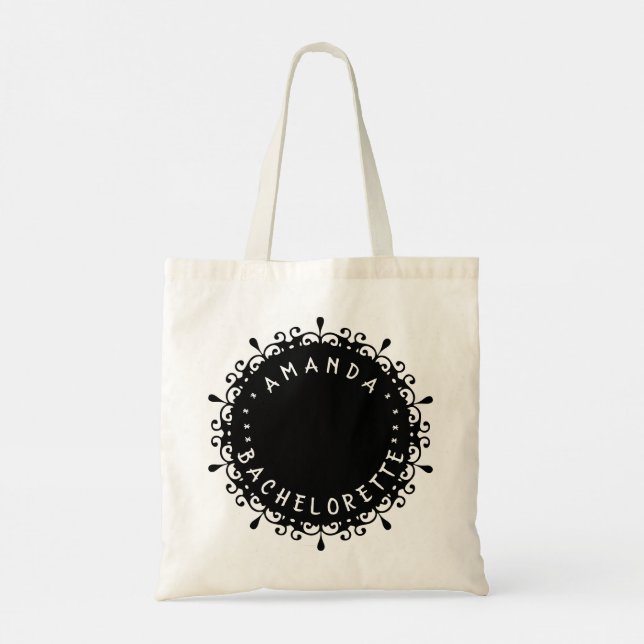 Elegant Black and White Bridesmaid Tote Bag (Back)