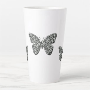 Elegant Black And White  Butterfly Latte Mug
