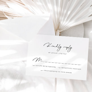 Elegant Black and White Calligraphy RSVP Card