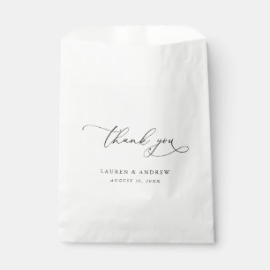 Elegant Black and White Calligraphy Wedding Favour Bag
