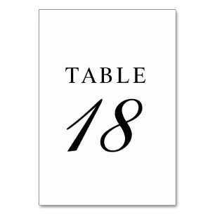 Elegant Black and White Calligraphy Wedding Table Number