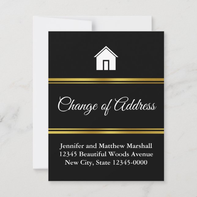 Elegant Black and White Change of Address Announcement (Front)