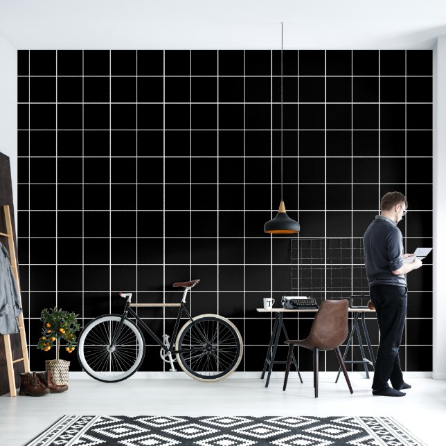 Elegant Black And white Check Seamless Pattern Wallpaper (Living Room)